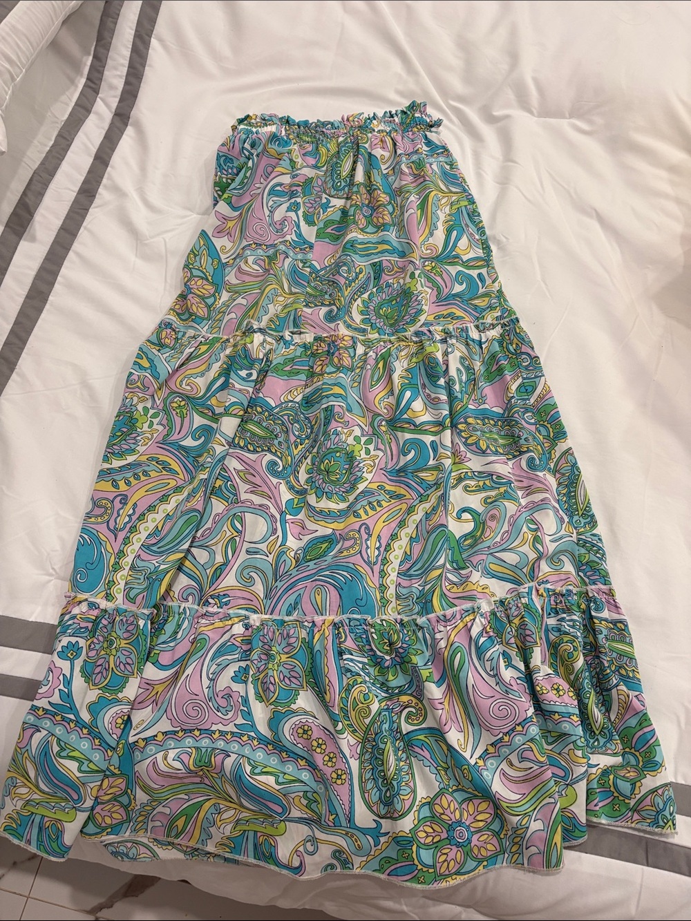 SHEIN Pastel Paisley Tiered Maxi Skirt